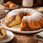 Bezglutenowa babka piaskowa na kuchennym blacie, domowy wypiek w klasycznej formie, puszysta babka bez glutenu w poziomym kadrze