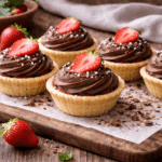 bezglutenowe babeczki z kremem czekoladowym i truskawkami na wierzchu – kruche babeczki z mascarpone i czekoladą, deser wielkanocny