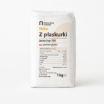 opakowanie mąki z płaskurki na jasnym tle