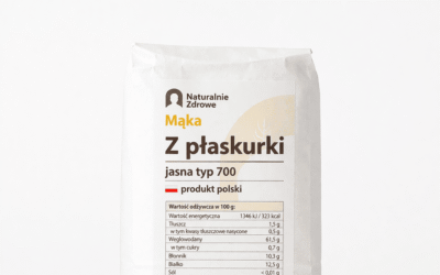 opakowanie mąki z płaskurki na jasnym tle