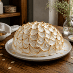 Omlet norweski bez glutenu baked alaska, deser lodowy z bezą na migdałowym spodzie, lód spotyka się z ogniem