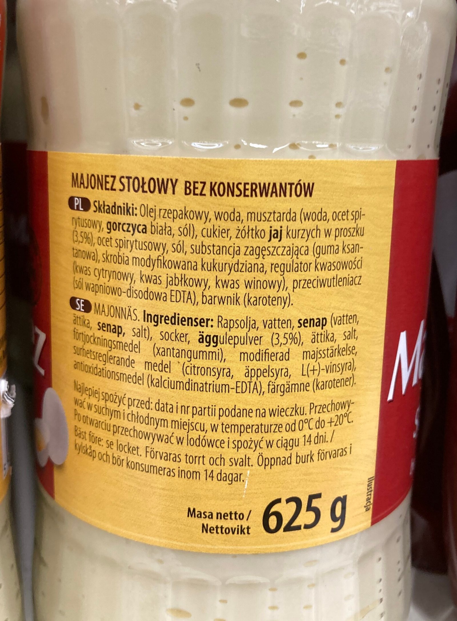 zdjęcie składu majonezu stołowego 