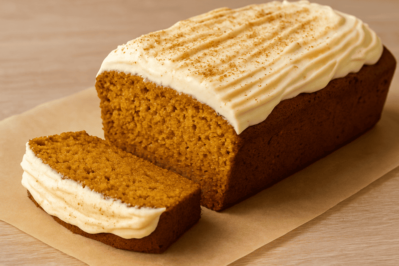 ciasto dyniowe grafika przedstawiająca bezglutenowe ciasto dyniowe z kremem waniliowym