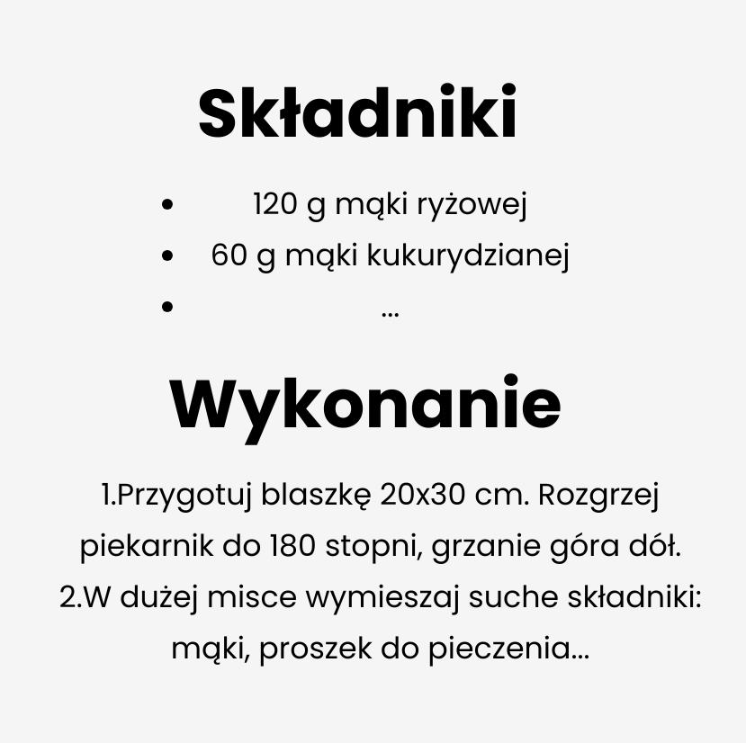 Wszystkie suche składniki wsyp do miski i wymieszaj. (2) baner do przepisu - czarny tekst na białym tle