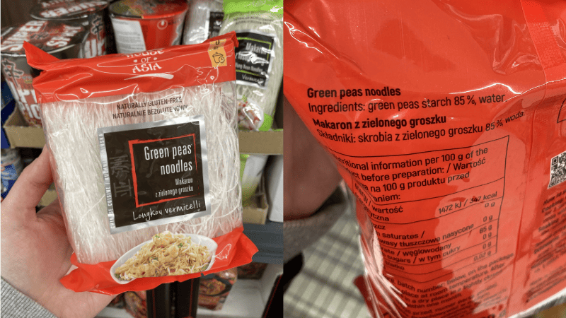 lidl4 Makaron vermicelli z zielonego groszku House of Asia i skład podany na opakowaniu