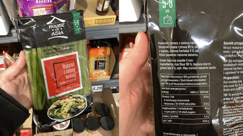 lidl5 Bezglutenowy makaron ryżowy z zieloną herbatą House of Asia oraz jego skład